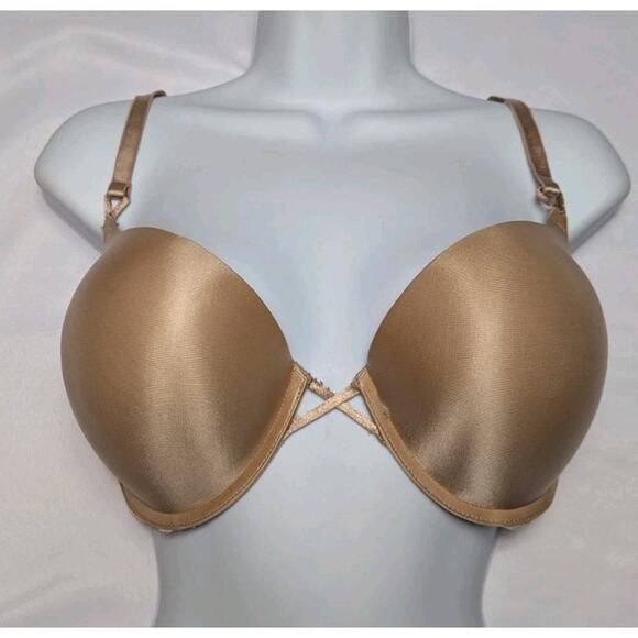 Victorias Secret 36D Miraculous Plunge Bombshell Add 2 Cups Push Up Bra Nude - Picture 1 of 8